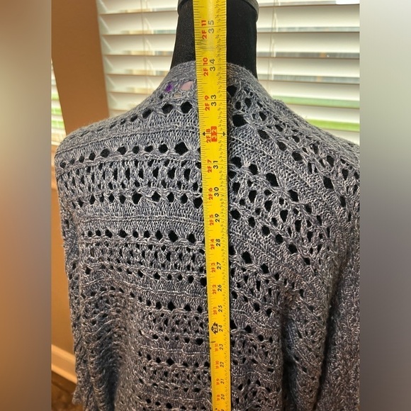 Allison Daley 34" long open knit cardigan/wrap sweater Fringe bottom. Size P L/G - Picture 6 of 7